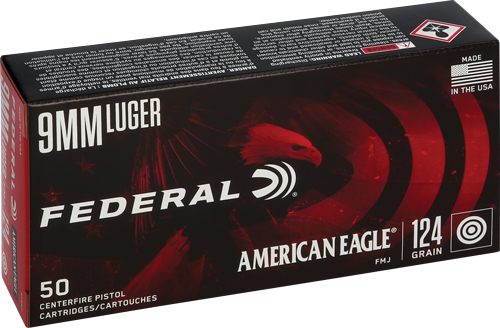 Federal Ammo AE9AP American Eagle Handgun 9mmLuger 124gr Full Metal Jacket view 3