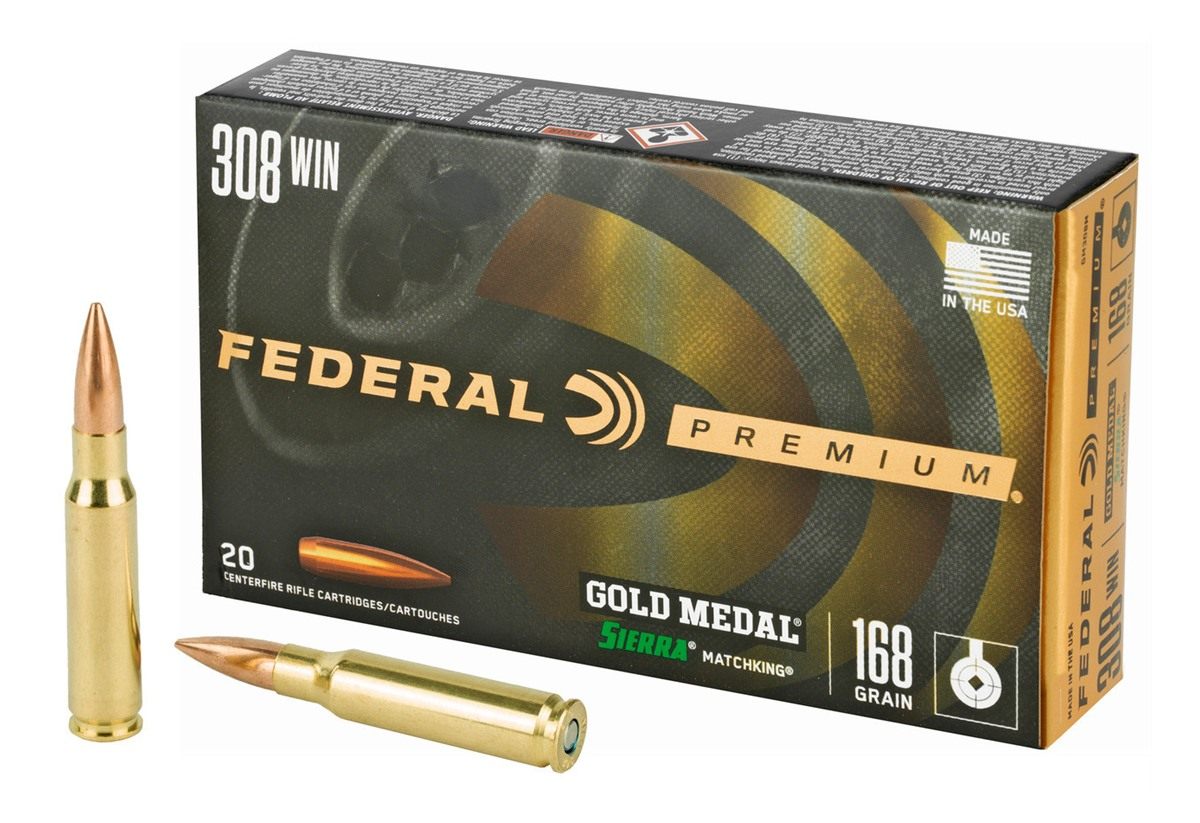 Federal Premium Gold Medal Sierra Matchking Rifle Ammunition .308 Win 168 g