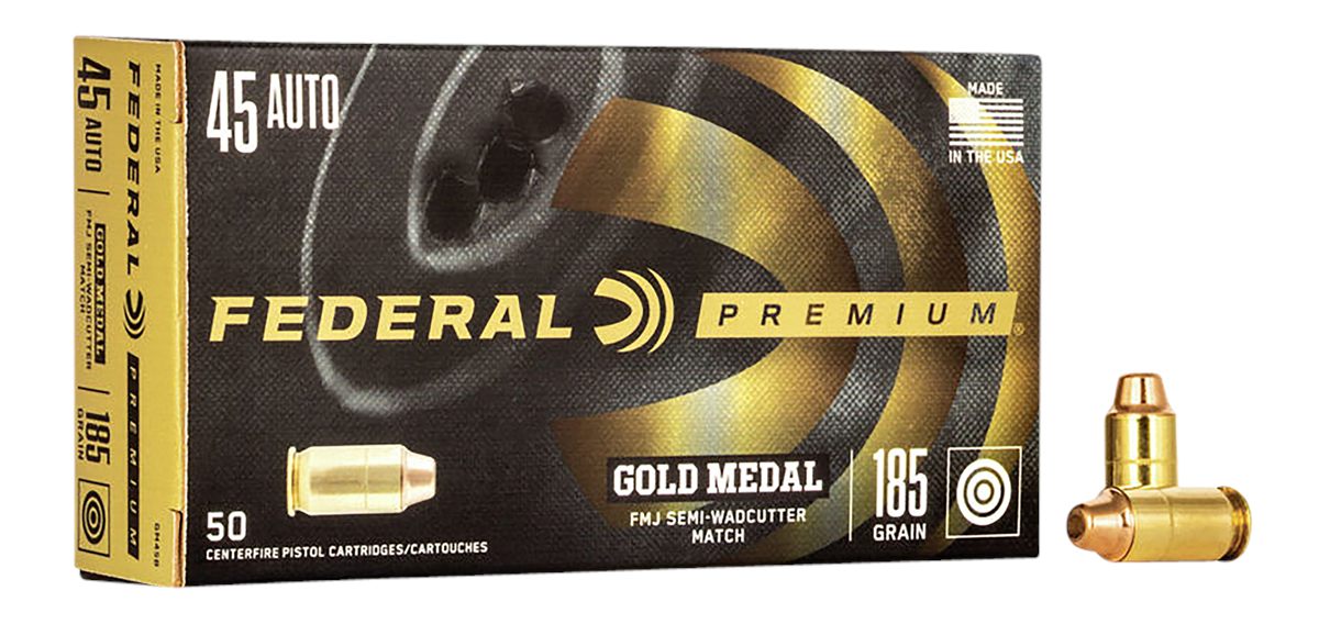 Federal Ammo GM45B Premium Gold Medal 45ACP 185gr Full Metal Jacket Semi Wa