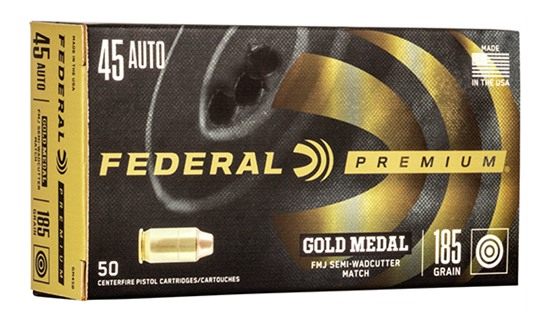 Federal Ammo GM45B Premium Gold Medal 45ACP 185gr Full Metal Jacket Semi Wa view 2