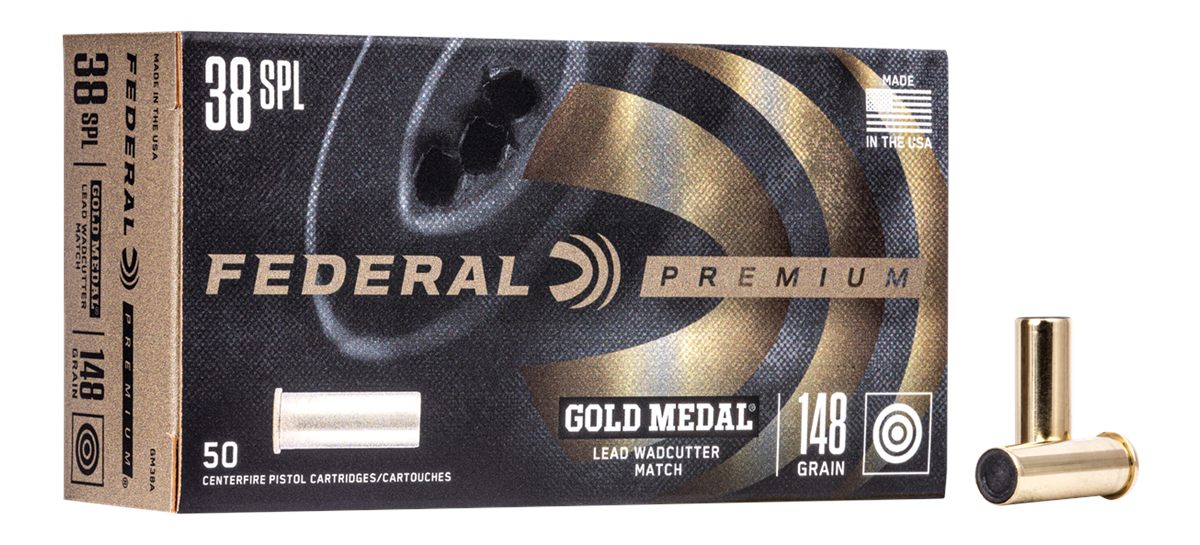 Federal GM38A Premium Gold Medal 38 Special 148gr Lead Wadcutter 50 Per Box