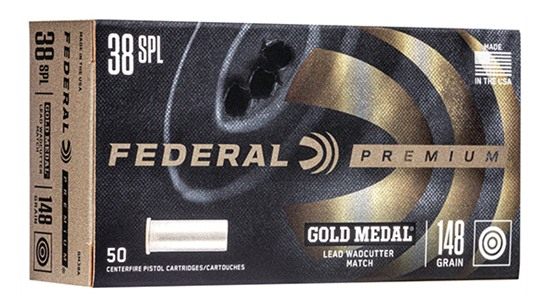 Federal GM38A Premium Gold Medal 38 Special 148gr Lead Wadcutter 50 Per Box view 2