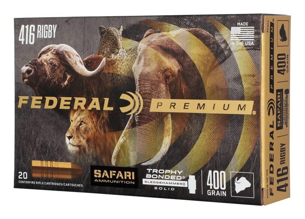 Federal P416T2 Premium Safari Cape-Shok 416 Rigby 400gr Trophy Bonded Sledg view 2