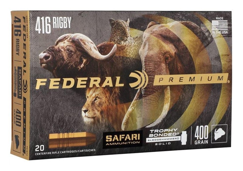 Federal P416T2 Premium Safari Cape-Shok 416 Rigby 400gr Trophy Bonded Sledg view 3
