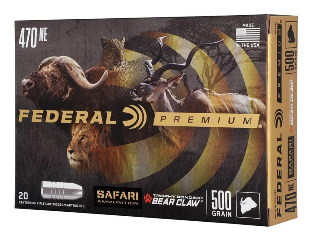 Federal Cartridge P470T1 Premium Safari Cape-Shok 470 NitroExpress 500gr Tr