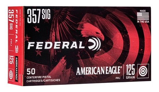 Federal American Eagle Handgun Ammunition .357 SIG 125 gr FMJ 1350 fps 50/b