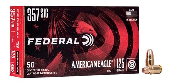 Federal American Eagle Handgun Ammunition .357 SIG 125 gr FMJ 1350 fps 50/b view 2