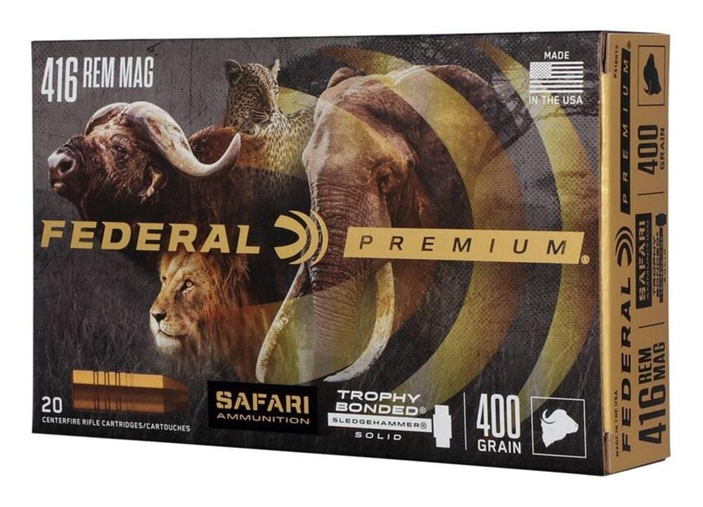 Federal Cartridge P416RT2 Premium Safari Cape-Shok 416 RemMag 400gr Trophy