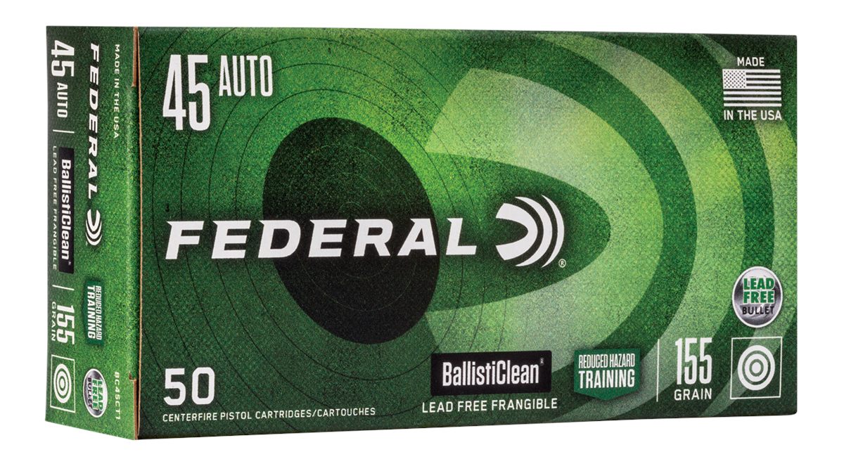 Federal BC45CT1 BallistiClean Reduced Hazard Training 45ACP 155gr Lead Free