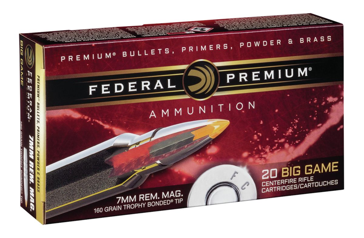 Federal Trophy Bonded Tip Rifle Ammunition 7mm Rem Mag 160gr PT 2900 fps 20