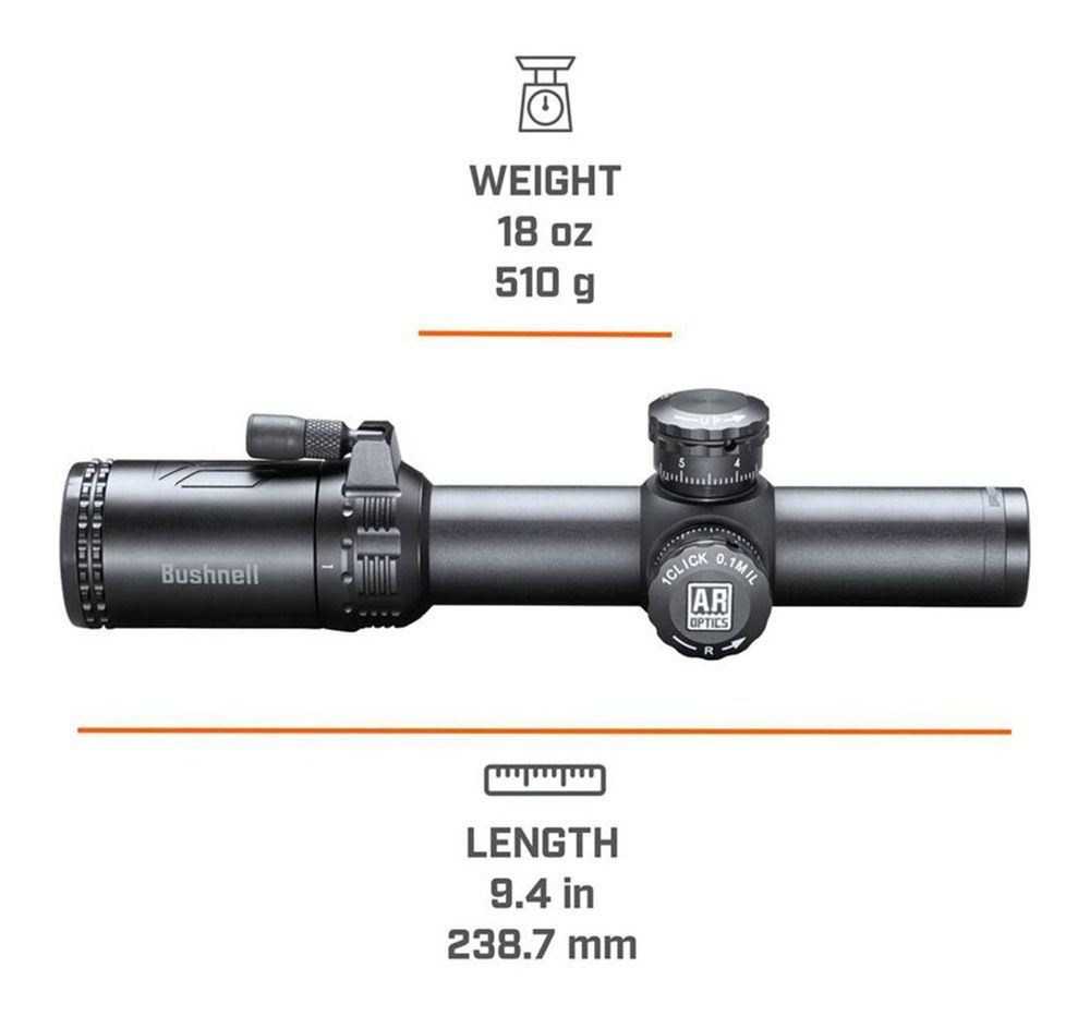 Bushnell AR Rifle Scope - 1-4x24mm Illuminated BTR-1 Reticle Black Matte view 2