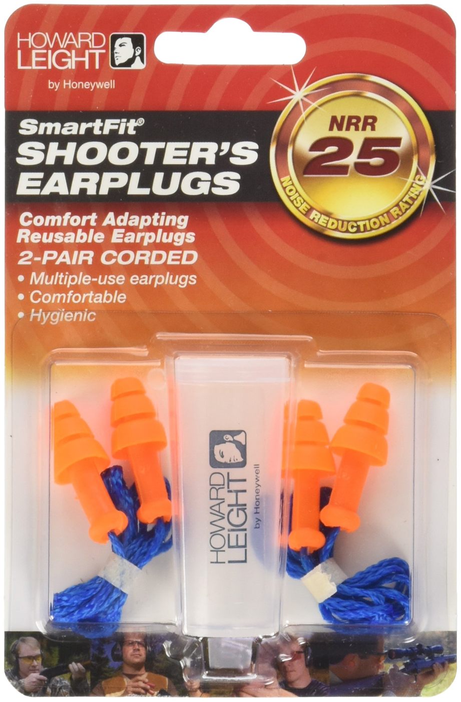 Howard Leight by Honeywell SmartFit Corded Reusable Shooting Earplugs, 2-Pa