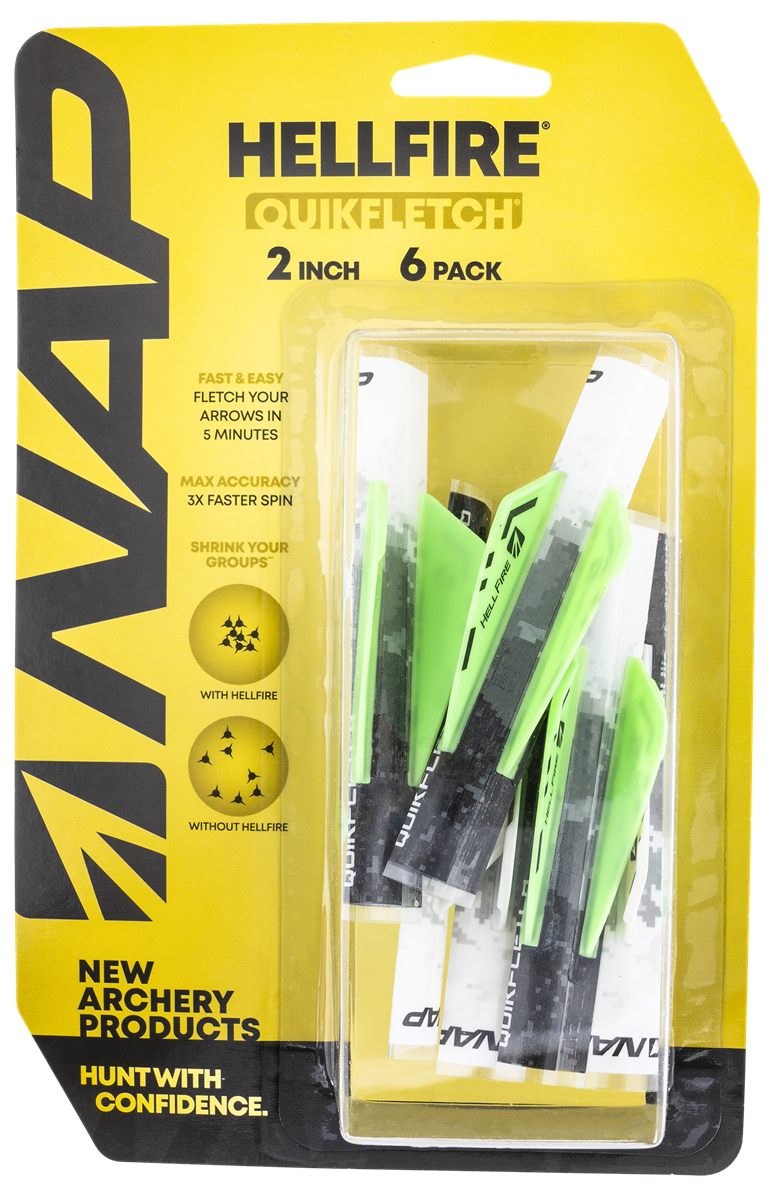 New Archery Products Quikfletch 2in Hellfire Fletching (6 Pack), Green view 2