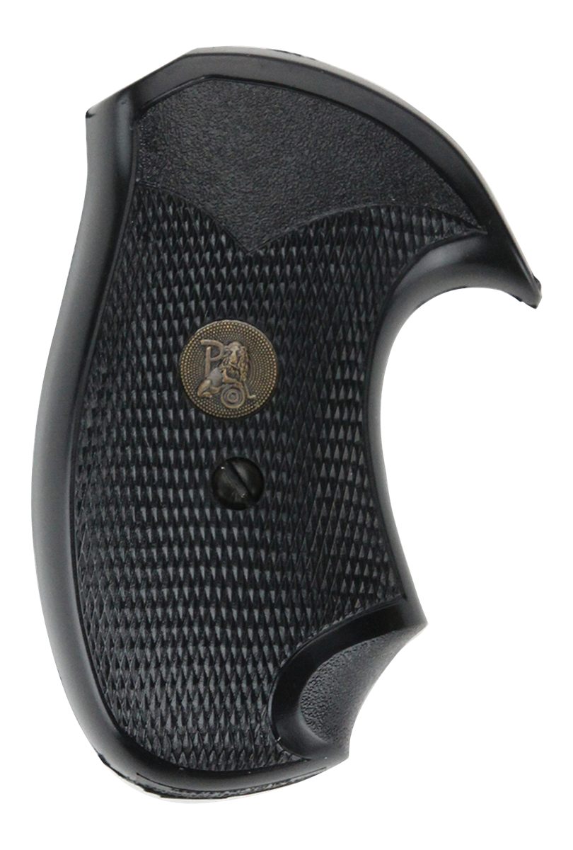 Pachmayr GUN Works 03252 Compact Grip Checkered Black Rubber with Finger Gr
