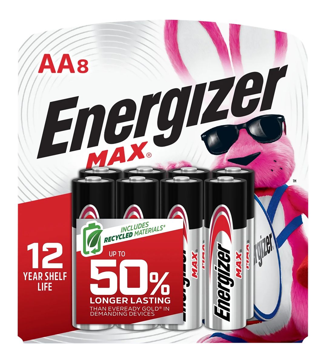 Energizer E91MP8 AA Max Silver 1.5V Alkaline, Qty (8) Single Pack