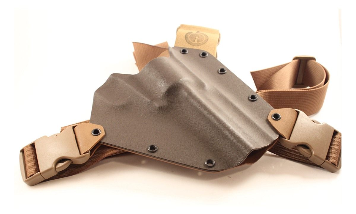 GunfightersINC Kenai Chest Holster for Ruger Super Blackhawk, MAS Grey/Coyo