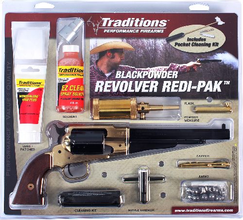 Traditions FRS18581 1858 Army SAO 44 Cal 8in 6 Shot Brass Blued Barrel/Blue view 4