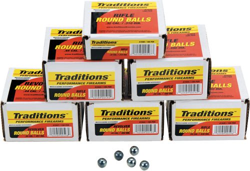 TRADITIONS BULLETS REVOLVER ROUNDBALL 36CAL .3756 100PK