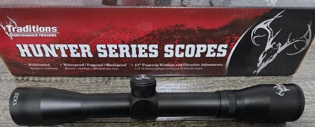 Traditions Perf. Firearms 1X32MM Muzzleloader Scope Cirlce RET. 1in Tube Ma