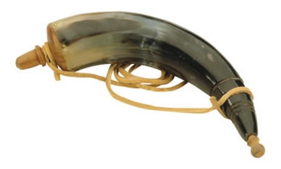 Traditions A1252 Authentic Powder Horn with Sling and Wood Cap view 2