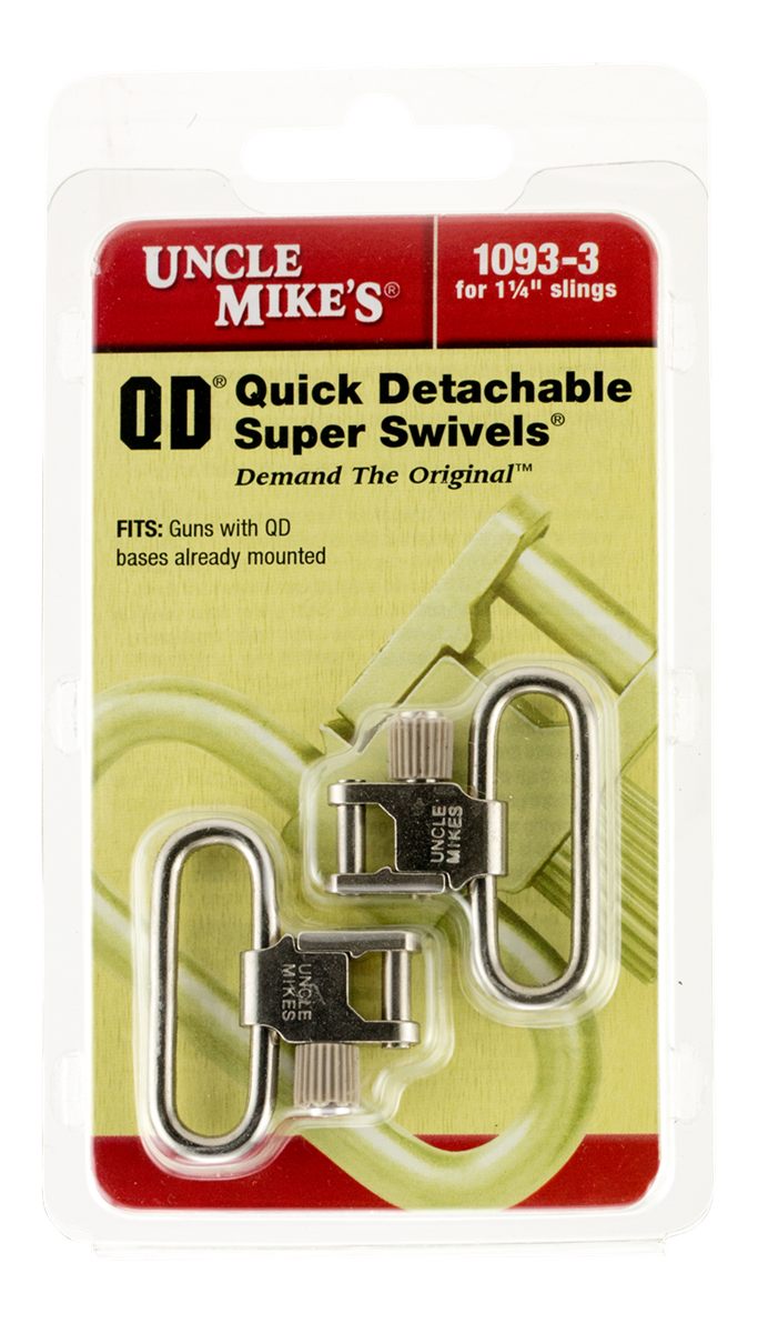 Uncle Mike's SS BL Nickel Quick Detach Sling Swivels, 1 1/4-Inch