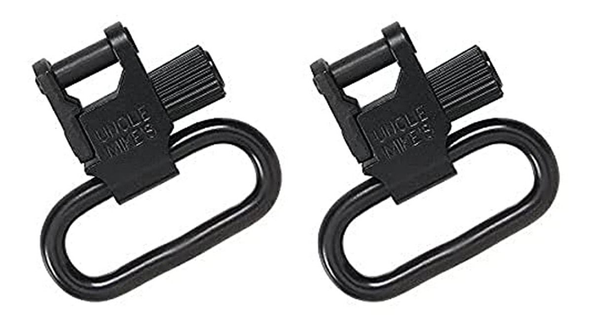 Uncle Mike's Tri-Lock Quick Detach Blued Sling Swivel Set, 1 1/4-Inch, Blac