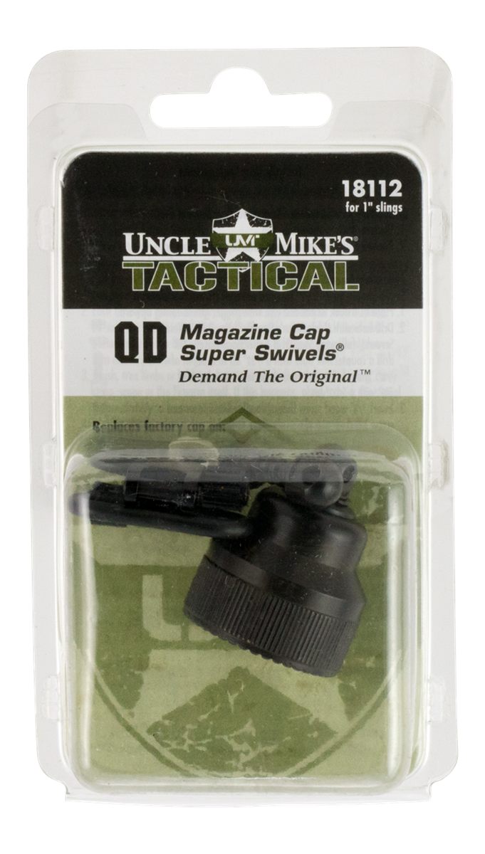 Uncle Mike's 18112 Mag Cap Swivel Set made of Steel with Blued Finish, 1in