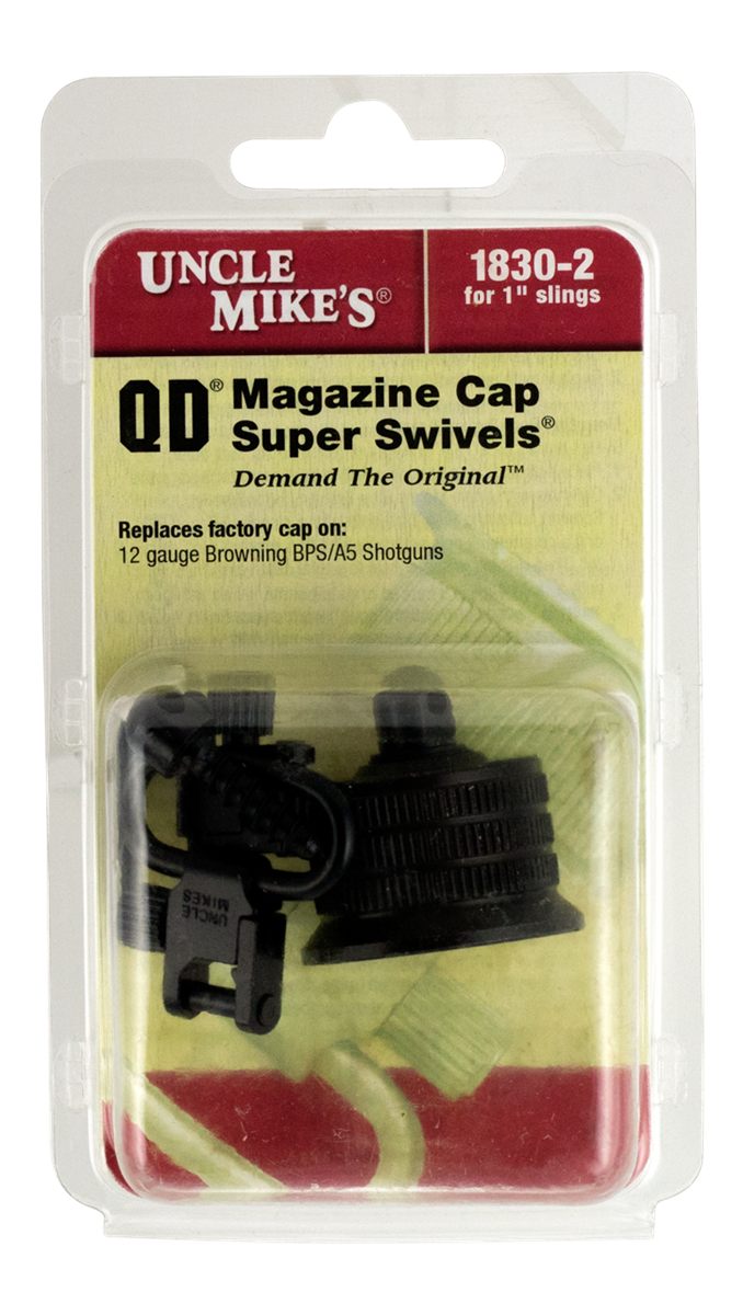 Uncle Mike's 18302 Mag Cap Swivel Set made of Steel with Blued Finish, 1in