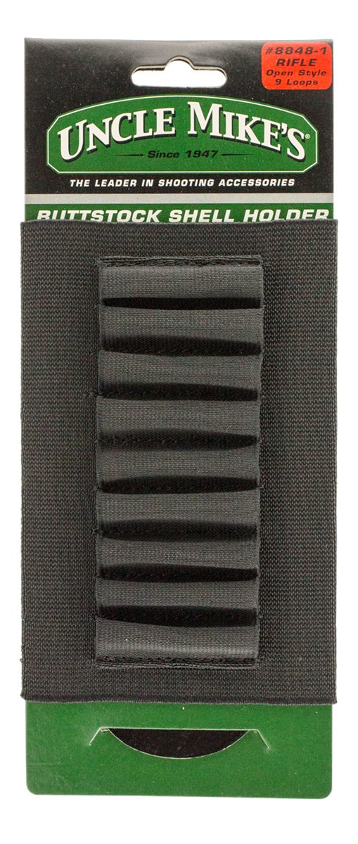 Uncle Mike's Buttstock Shell Holder Kodra Black Rifle Open Style, Card 8848