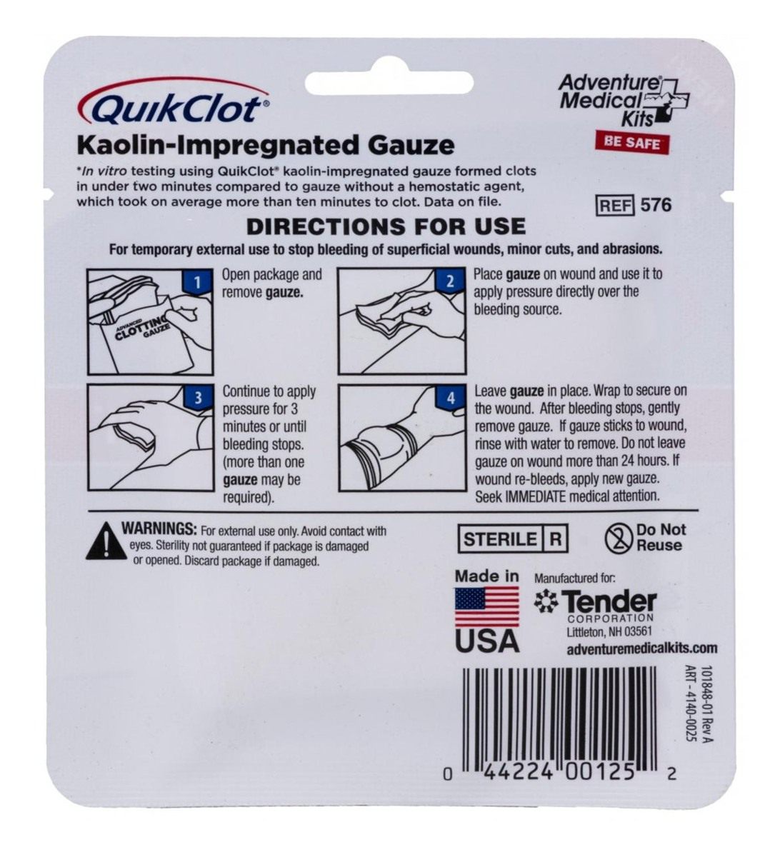 Tender Adventure Medical Kits 50200025 QuikClot Stop Bleeding White Clottin