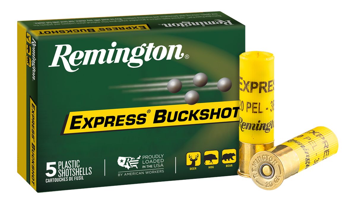 Remington Express Buckshot Shotgun Ammo 20 ga 2 3/4in 3 dr plts 3B 1220 fps
