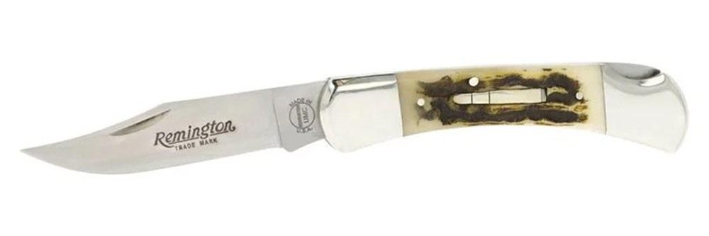 Remington Arms Ole Granddad Bullet Folding Knife 3/4 Clip Blade Stag