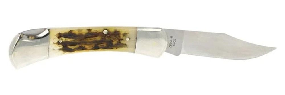 Remington Arms Ole Granddad Bullet Folding Knife 3/4 Clip Blade Stag view 2