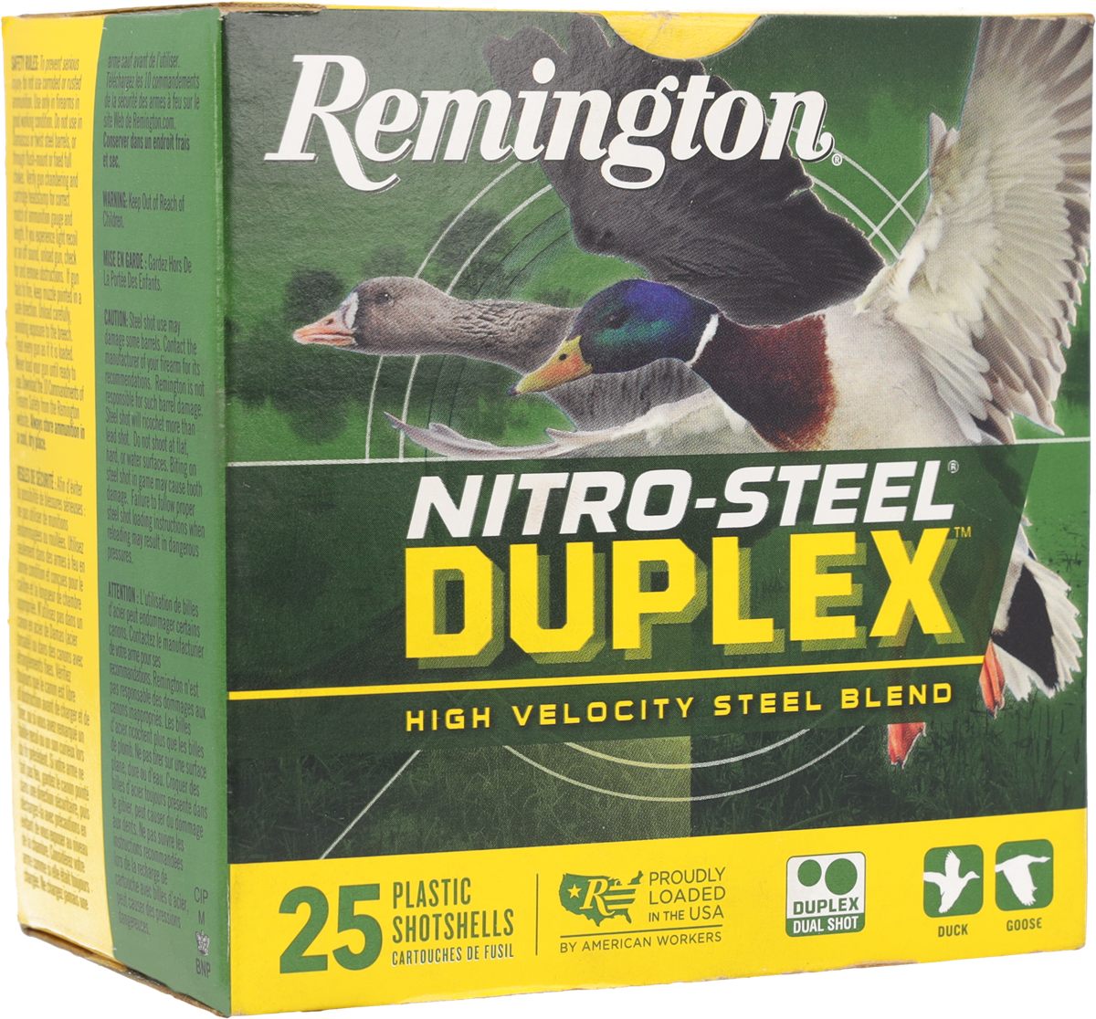 Remington Nitro-Steel Duplex Shotshells 12ga 3in 1/4oz 1450 fps 2 6 25/ct