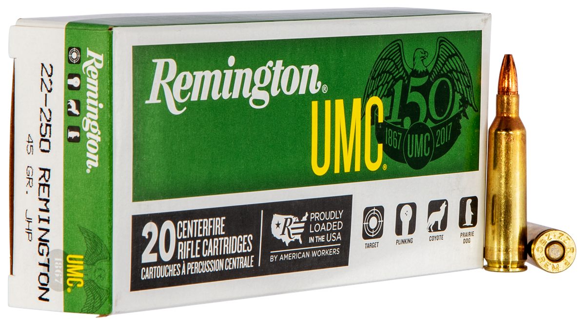 Remington Ammunition 23750 UMC 22-250 45gr Jacketed Hollow Point 20 Per Box