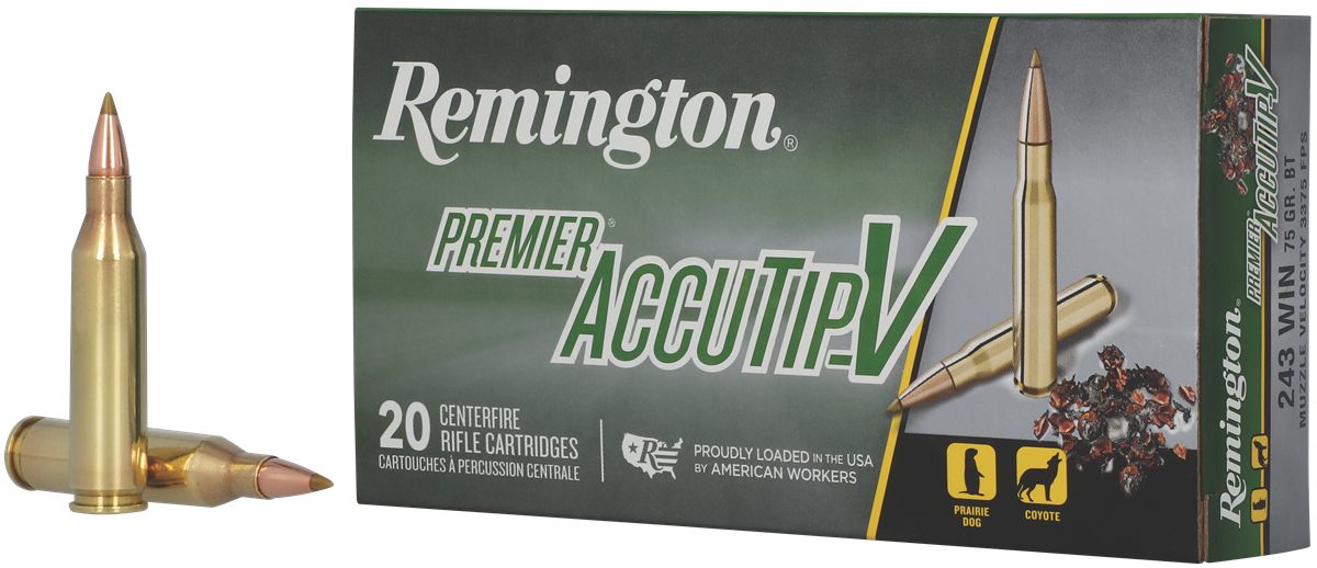 Remington Arms Ammunition 29194 Premier Accutip-V 243 Win 75gr V Boat Tail