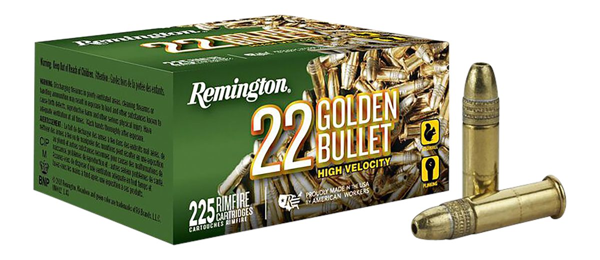 Remington Ammunition 21229 Golden Bullet Rimfire 22LR 36gr Plated Hollow Point 225 Per Box/10 Case