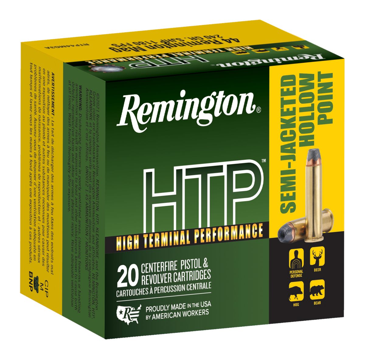 Remington Ammunition 23010 HTP 44 RemMag 240gr Semi Jacketed Hollow Point 2