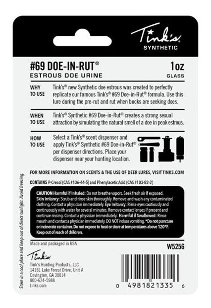 Tinks Deer Lure 69 DOE-IN-RUT Synthetic 1FL Ounce Bottle view 2
