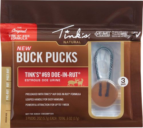 Tinks W6340 69 Buck Pucks Deer Attractant Doe In Estrus Scent Hang 3 Pack view 2