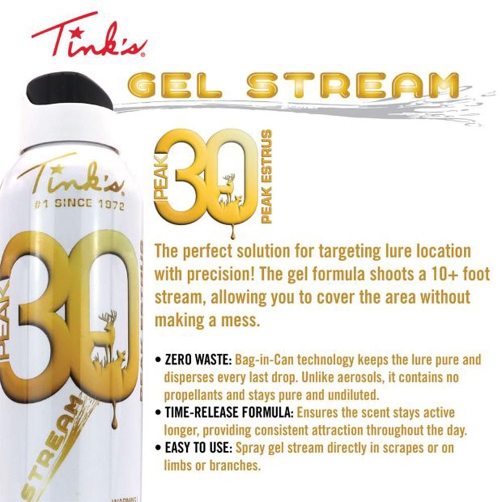 Tinks W6264 Peak30 Hot Shot Deer Doe In Estrus Scent Gel 5 oz Stream