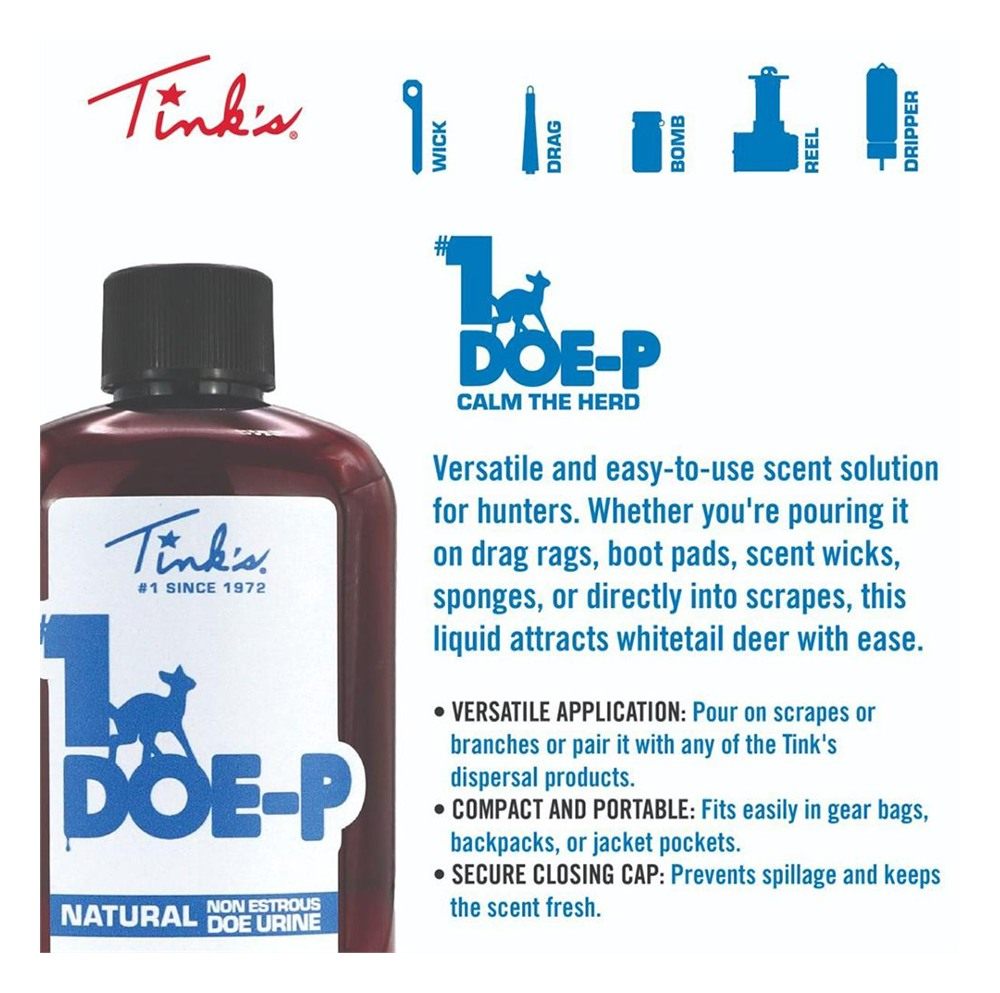 Tinks W6249 1 Doe-P w/Mini Bomb Deer Attractant Urine Scent 1oz Bottle
