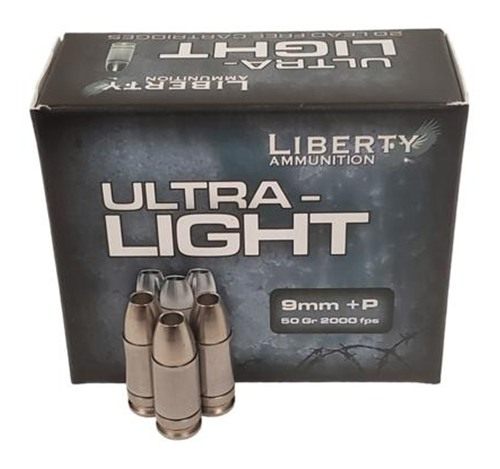 Liberty Ammunition Ultra-Light 9mm +P 50 gr. Copper Mono.Frag HP 20/ct