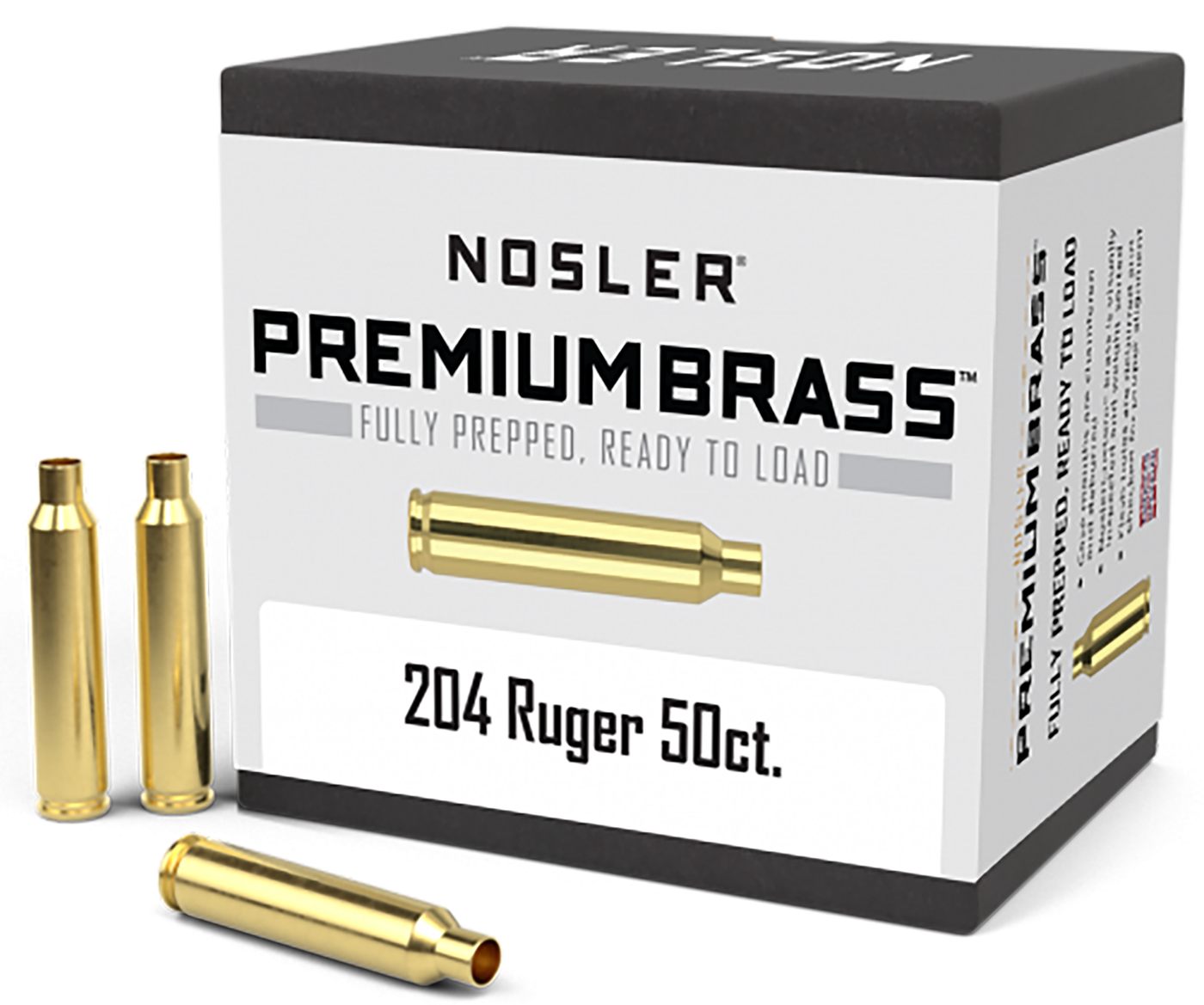 Nosler Bullets 10056 Premium Brass Unprimed Cases 204 Ruger Rifle 50/Box