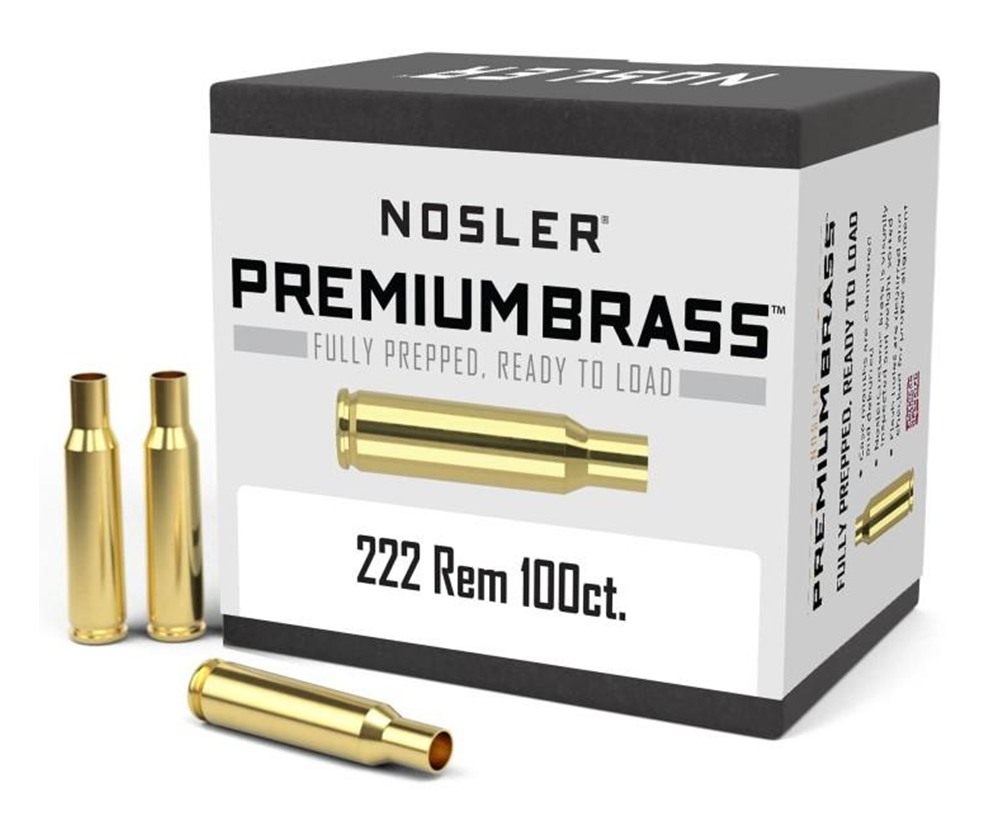 Nosler Bullets Unprimed Brass Rifle Cartridge Cases .222 Rem 100/ct