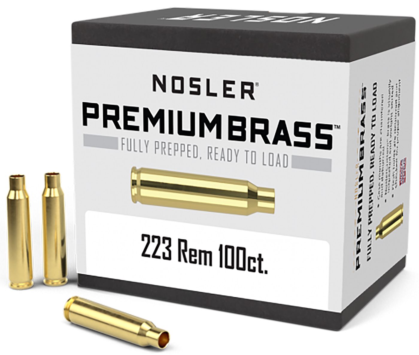 Nosler Bullets 10098 Premium Brass Unprimed Cases 223 Rem Rifle 100/Box