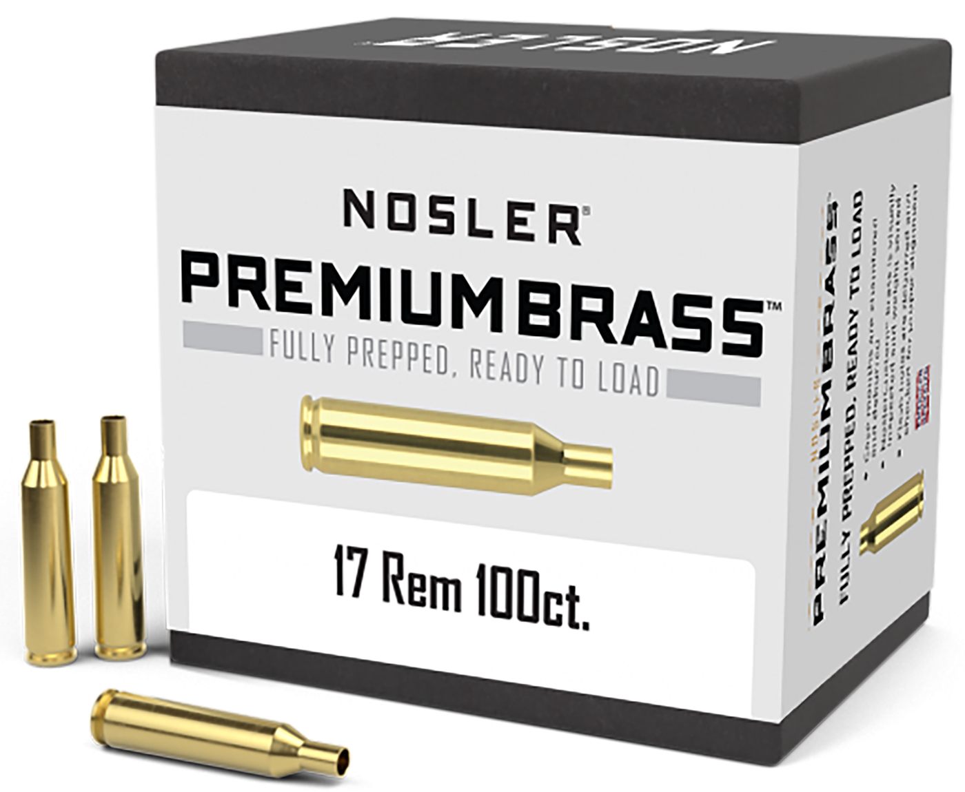Nosler Bullets 10128 Premium Brass Unprimed Cases 17 Rem Rifle 100/Box