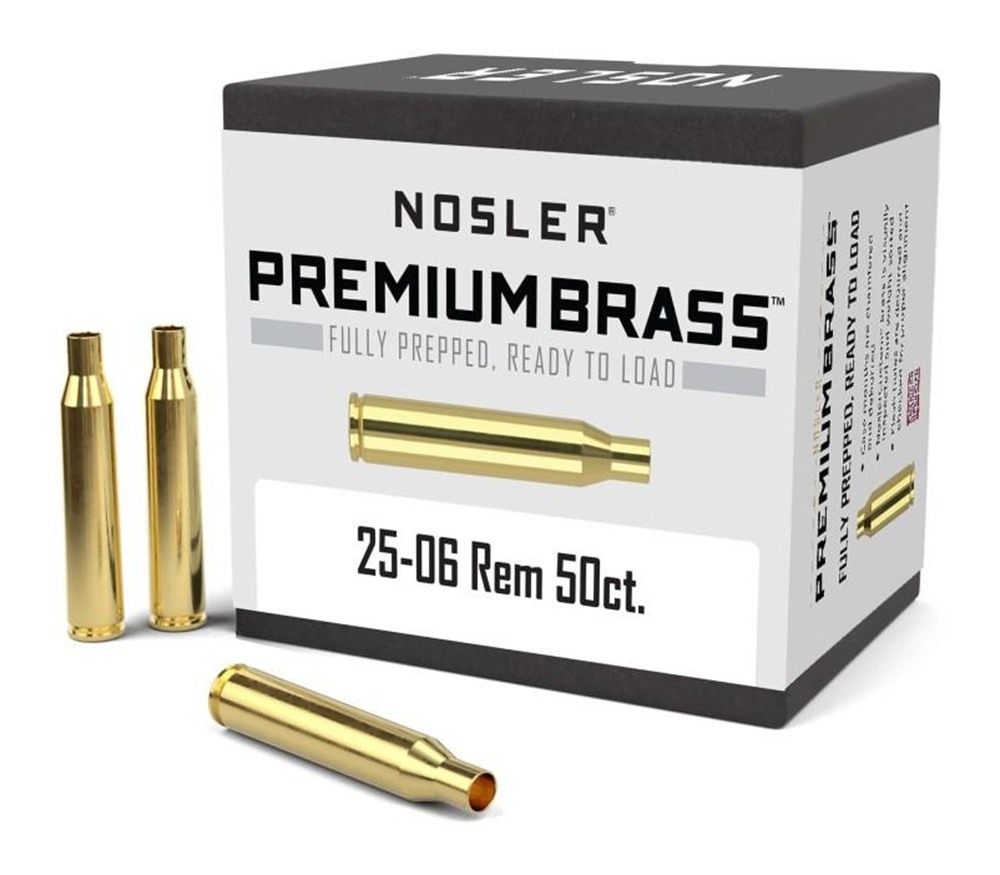 NOSLER Unprimed Brass Rifle Cartridge Cases .25-06 Rem 50/ct