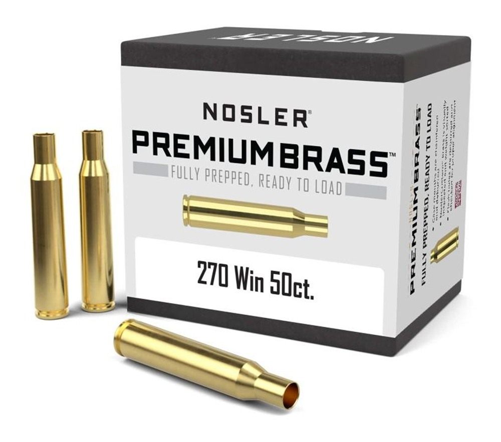 Nosler Unprimed Brass Rifle Cartridge Cases .270 Win 50/ct