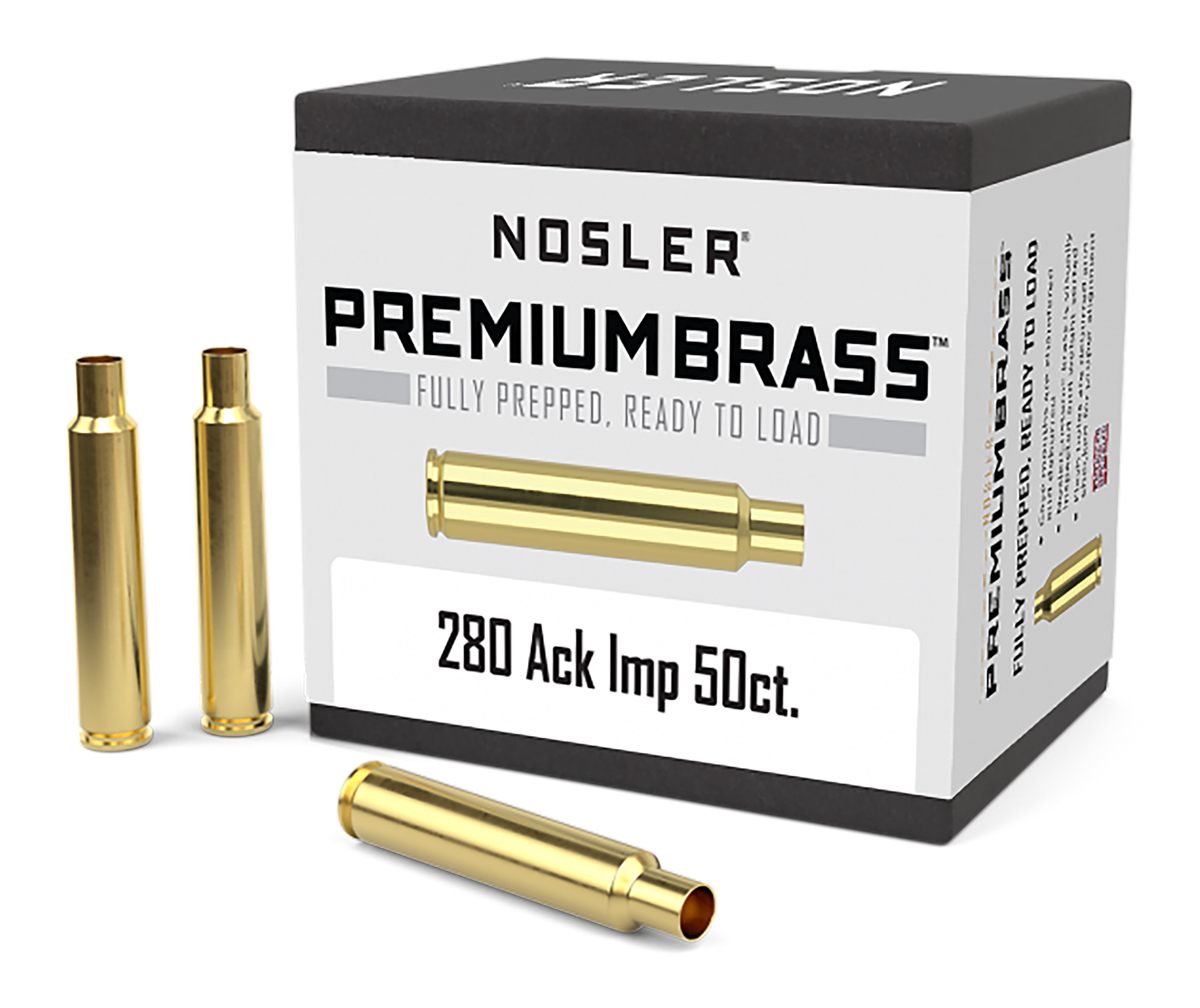 NOSLER 10175 Premium Brass Unprimed Cases 280 AckleyImproved Rifle 50/Box